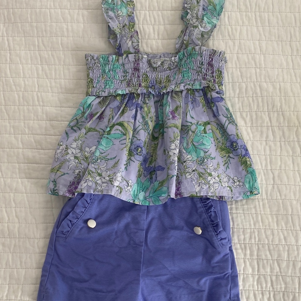 Janie and Jack Purple Floral Tank and Shorts Set 18-24 mo